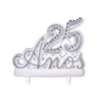 Vela 25 Anos Luxo Branco Unidade